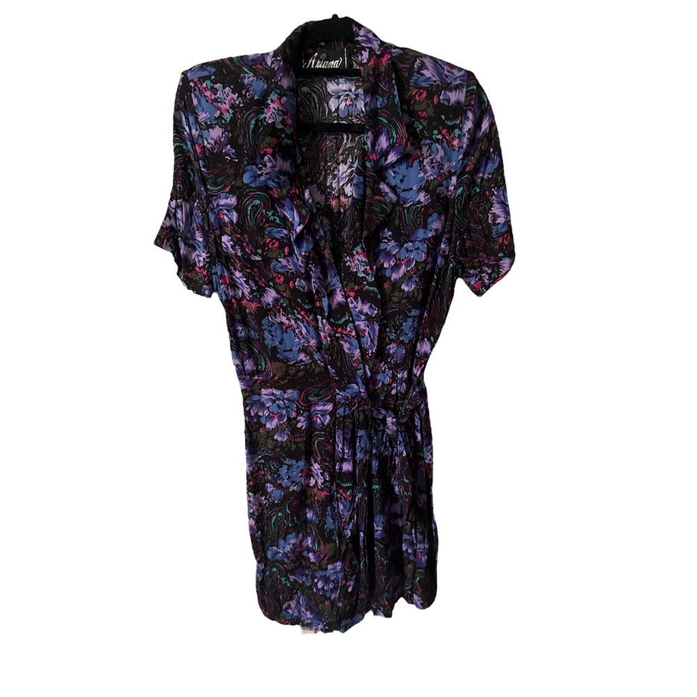 Vintage Arianna Vibrant Floral Faux Wrap Romper